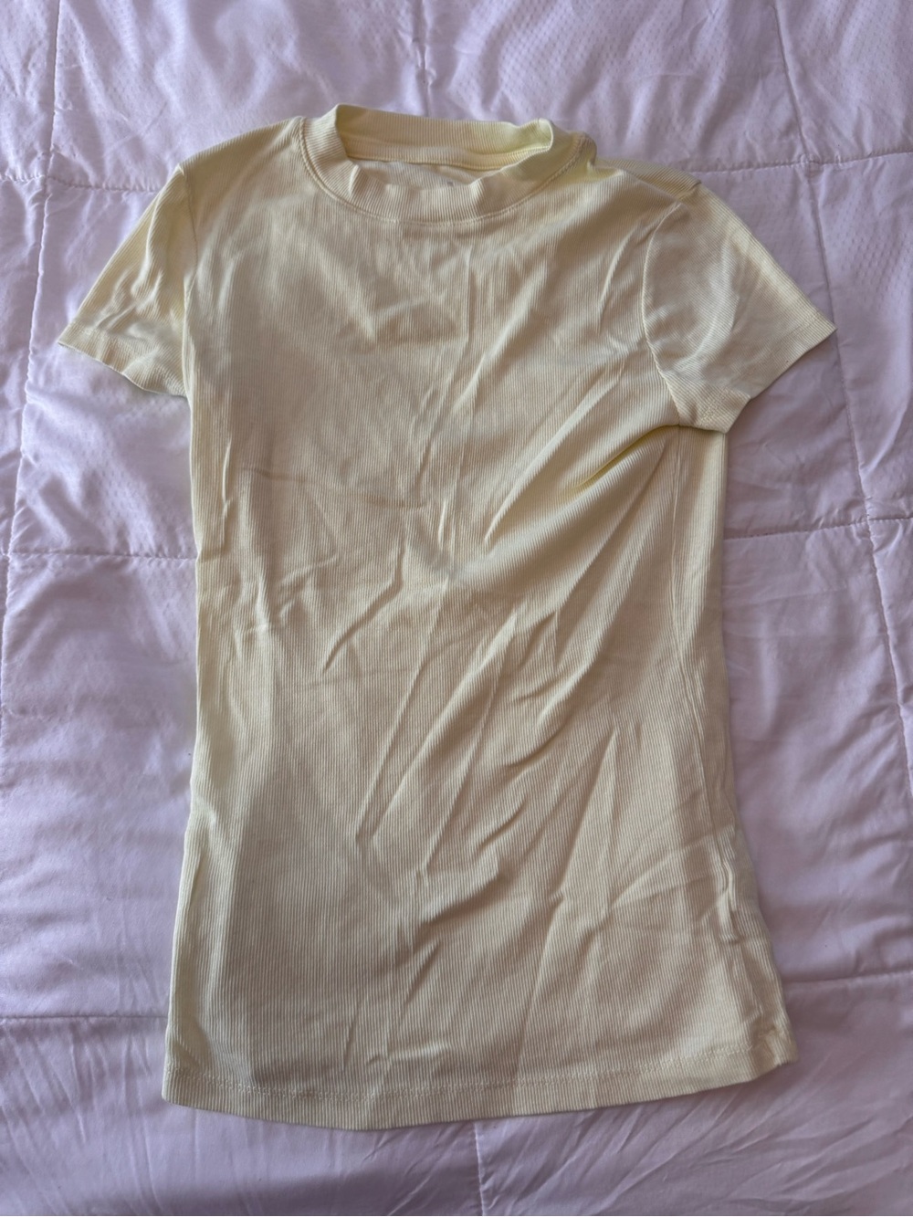 a new day Pale Yellow Ribbed Short Sleeve Tee